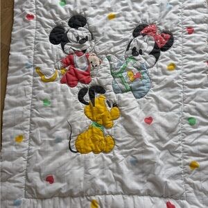 Vintage 1984 Dundee Disney Baby Mickey & Minnie Mouse Crib Quilt Blanket
